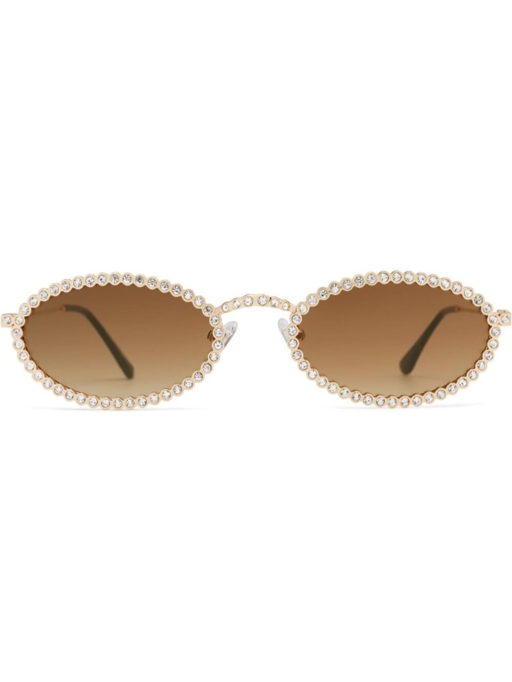 SOJOS Women Retro Oval Rhinestone Sunglasses 90s Style Bling Hippie Disco Brown